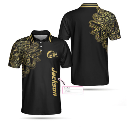 Personalized Golden Your Hole Is My Goal Custom Polo Shirt Luxury Black And Gold Golf Shirt For Men