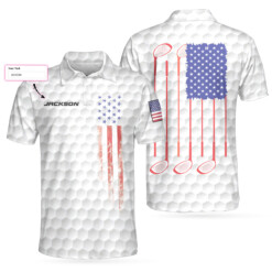 Personalized Golf 4th Of July Custom Polo Shirt Personalized White American Flag Golf Shirt For Men