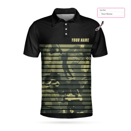 Personalized Golfing Camouflaged Fore Custom Polo Shirt Golfing Horizontal Stripes Polo Shirt Camo Golf Shirt For Men