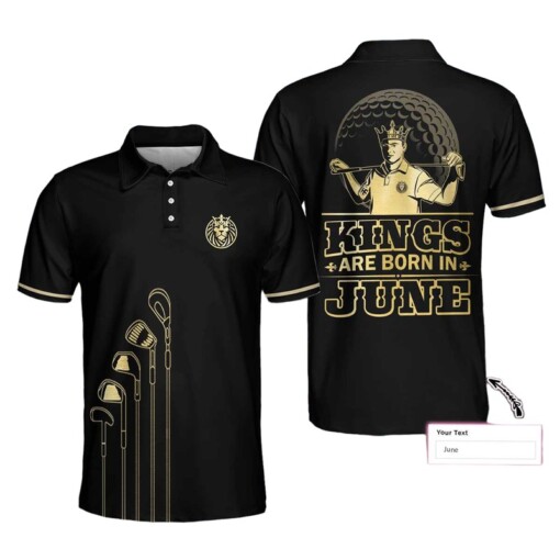 Personalized Kings Are Born Custom Polo Shirt Luxury Black And Gold Polo Shirt Cool Golf Shirt For Men