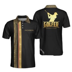 Personalized Luxury Baroque Pattern Golfer Custom Polo Shirt Golden Greek Key Pattern Golf Shirt For Men