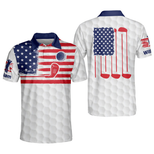 Personalized Patriotic Golf Polo For Men American Flag Golf Polo Team US Golf Shirt Mens Golf Shirts Polos GOLF