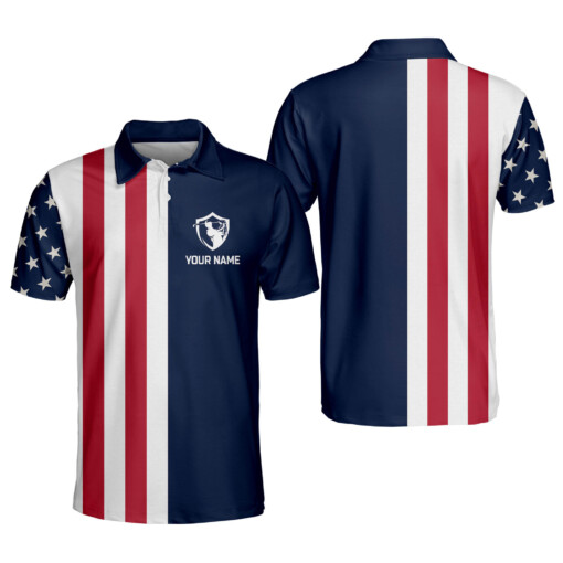 Personalized Patriotic Golf Polo for Men American Flag Golf Polo Mens Golf Shirts Dry Fit Short Sleeve Polos GOLF