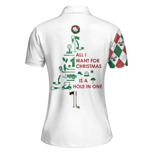 Personalized Polo Shirt Golf All I Want For Christmas Is A Hole In One  Argyle Short Sleeve Polo Shirt
