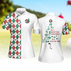 Personalized Polo Shirt Golf All I Want For Christmas Is A Hole In One Argyle Short Sleeve Polo Shirt - Dream Art Europa