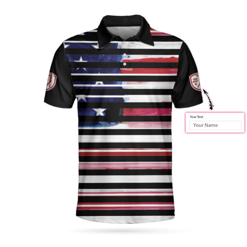 Personalized Vintage American Flag Polo Shirt Horizontal Stripe Wet Paint US Flag Polo Shirt Golf Shirt For Men