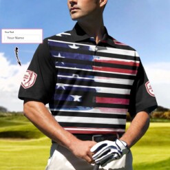 Personalized Vintage American Flag Polo Shirt Horizontal Stripe Wet Paint US Flag Polo Shirt Golf Shirt For Men - Dream Art Europa