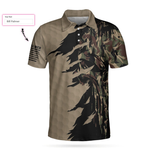 Ripped Vintage Golfing Clubs Skull Camouflaged Polo Custom Polo Shirt Personalized Camo Golf Shirt For Men