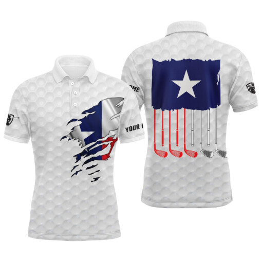 Texas Golf Wear For Mens Custom Name Patriotic Texas Flag Golf Polo Unique Gifts For Golf Lovers