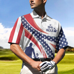 The Nineteenth Hole Custom Polo Shirt Personalized American Flag Golfer Polo Shirt Best Golf Shirt For Men - Dream Art Europa