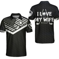 When My Wife Lets Me Play Golf Custom Polo Shirt Personalized Black American Flag Golf Shirt For Men