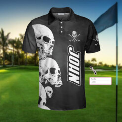 White Skull Heads And Golf Custom Polo Shirt Personalized Halloween Gift For Golfers Scary Golf Shirt - Dream Art Europa