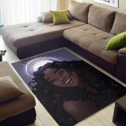 African American Beautiful Afro Lady Carpet Design Modern Themed Living Room Rug