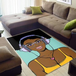 African American Beautiful Black Girl Afro Print Carpet Afrocentric Home Rug