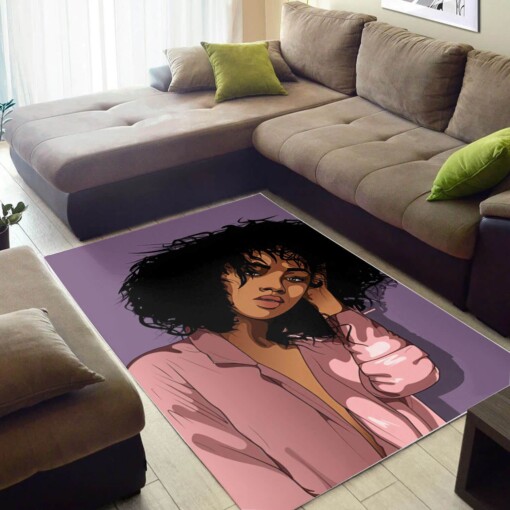 African American Beautiful Black Girl Magic Print Carpet Modern Afrocentric Rug