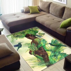 African American Beautiful Lady With Afro Design Floor Afrocentric Home Rug