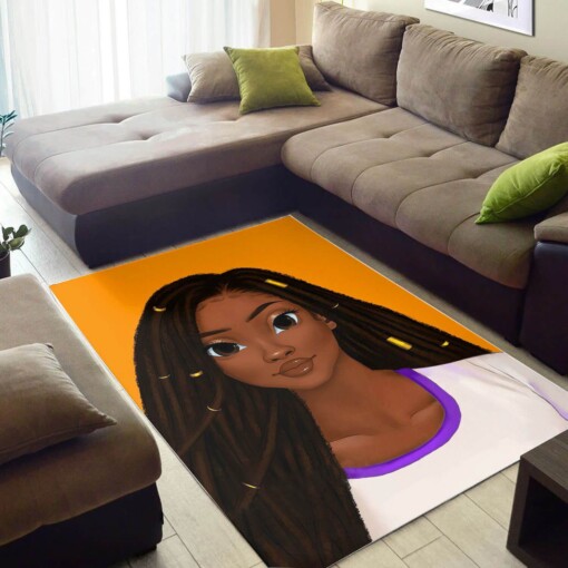 African American Beautiful Melanin Black Girl Themed Modern Afrocentric Rug