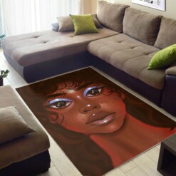 African American Pretty Afro Girl Print Carpet Afrocentric Home Rug