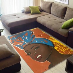 African American Pretty Afrocentric Lady Art Modern Themed Living Room Rug