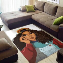 African American Pretty Afrocentric Lady Print Floor Modern Rug