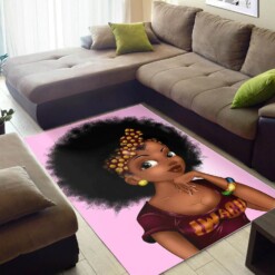 African American Pretty Black Afro Girl Carpet Afrocentric Themed Rug