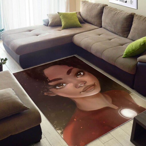 African American Pretty Black Afro Girl Print Carpet Themed Rug