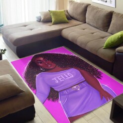 African American Pretty Black Woman With Afro Carpet Themed Home Rug