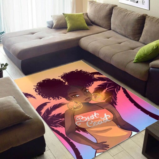 African American Pretty Girl With Afro Carpet Themed Decorating Ideas Rug
