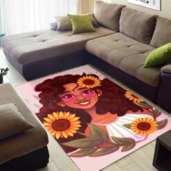 African American Pretty Melanin Black Girl Print Floor Themed House Rug