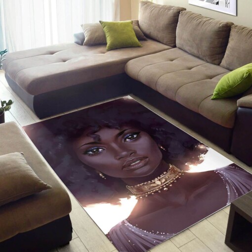 African Beautiful Afro American Woman Print Floor Themed Home Rug