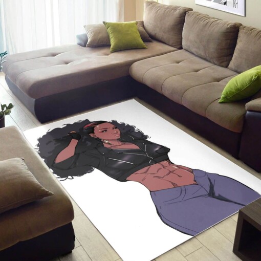 African Beautiful Afro Girl Carpet Design Themed Rug