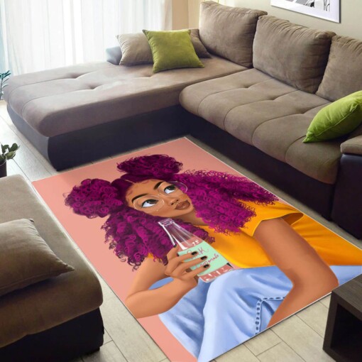 African Beautiful Black Girl Afro American Carpet Modern Themed Living Room Rug