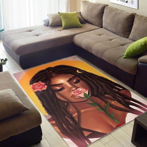 African Beautiful Black Girl Afro Print Floor Afrocentric Living Room Ideas Rug