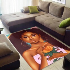 African Pretty Afro Woman American Carpet Themed House Rug