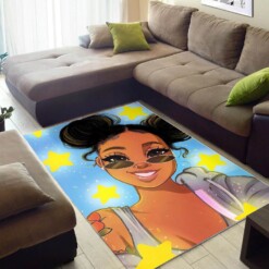 African Pretty Black Girl Afro American Art Modern Themed Living Room Rug