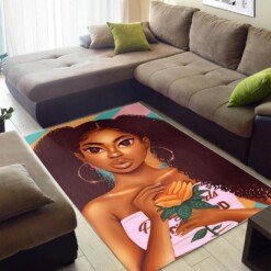 African Pretty Black Girl Print Floor Themed House Rug