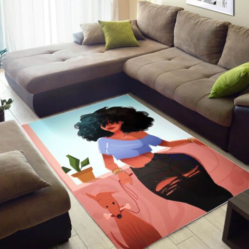 African Pretty Girl With Afro Carpet Afrocentric Room Rug