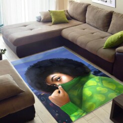 African Pretty Lady With Afro Inspired Themed Home Rug