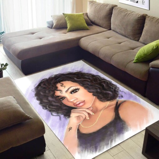 African Pretty Melanin Beauty Girl American Print Afrocentric Rug