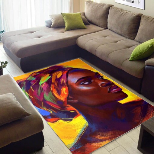 Afrocentric Beautiful Afro American Woman African Themed Room Rug