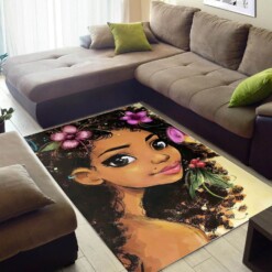 Afrocentric Beautiful Afro Girl African Design Floor Decorating Ideas Rug