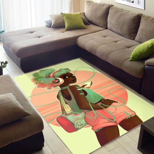 Afrocentric Beautiful Afro Woman African American Print Modern Rug