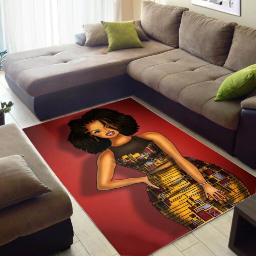 Afrocentric Beautiful Black Girl African Design Floor Themed Living Room Rug