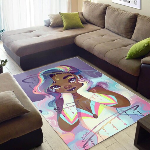 Afrocentric Beautiful Black Girl Magic African Inspired Themed Rug