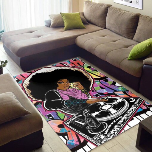Afrocentric Beautiful Lady With Afro African Print Carpet Living Room Ideas Rug