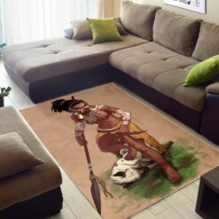 Afrocentric Beautiful Melanin Afro Girl African Style Modern Rug