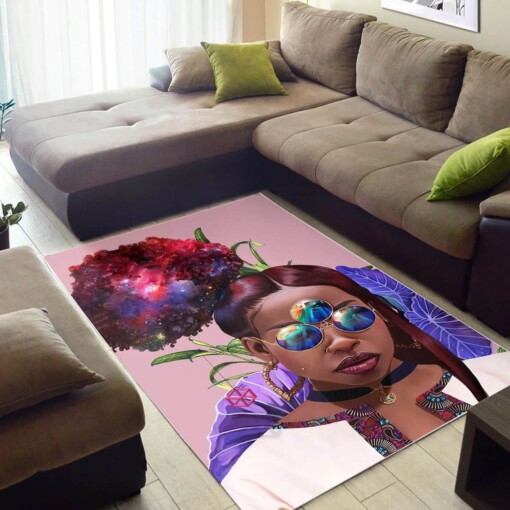 Afrocentric Beautiful Melanin Beauty Girl African Print Floor Decorating Ideas Rug