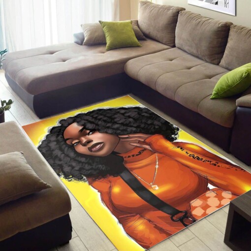 Afrocentric Beautiful Melanin Black Girl African American Art Themed Rug