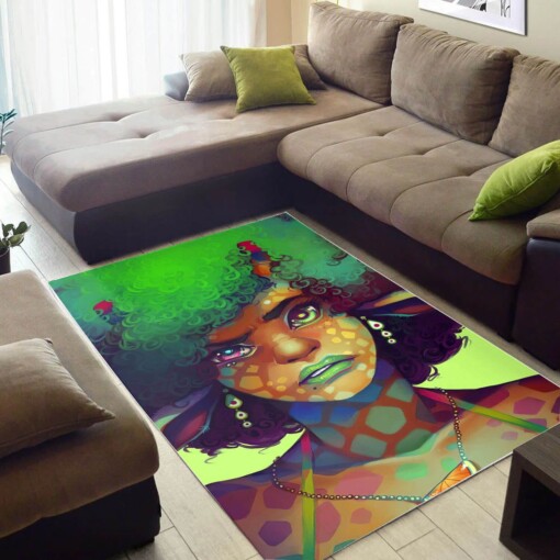 Afrocentric Beautiful Melanin Black Girl African American Print Decorating Ideas Rug