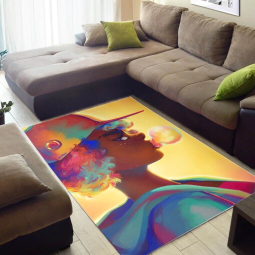 Afrocentric Beautiful Melanin Girl African American Art Themed Decorating Ideas Rug